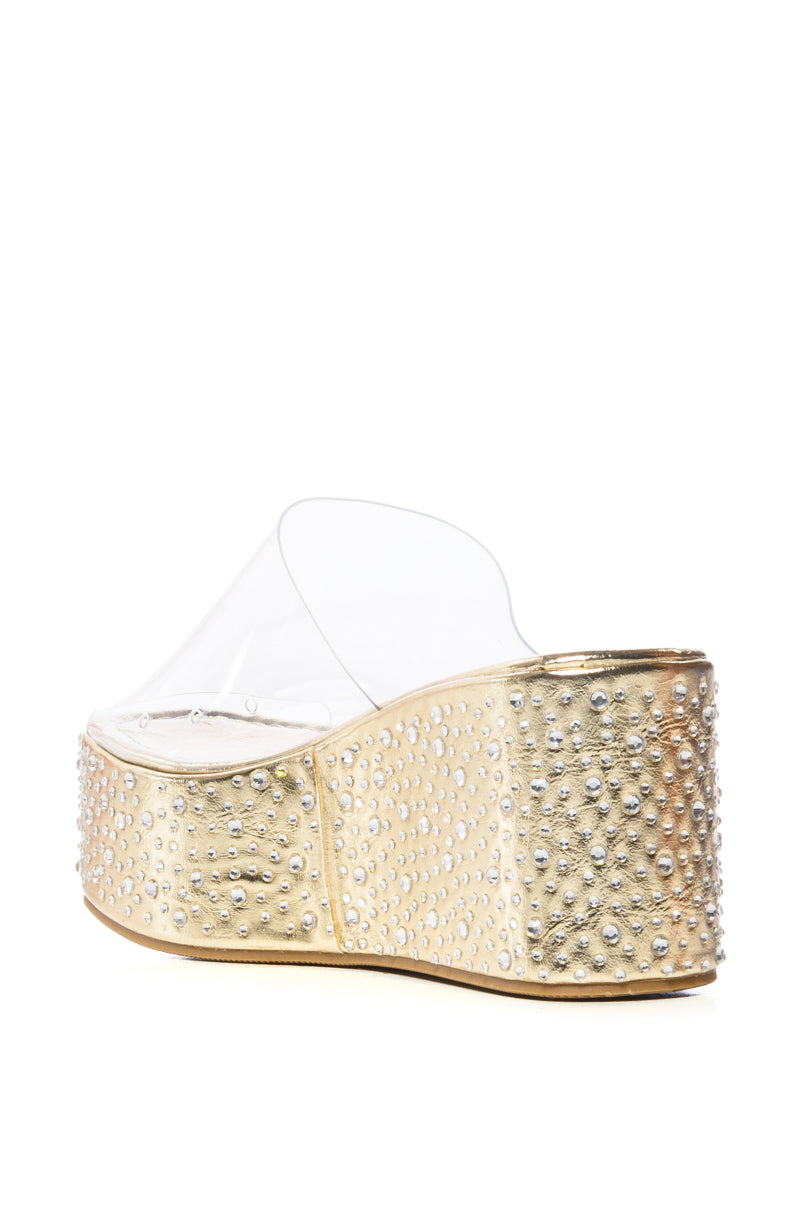 DOLL GOLD FLATFORM EMBELLISHED SANDAL