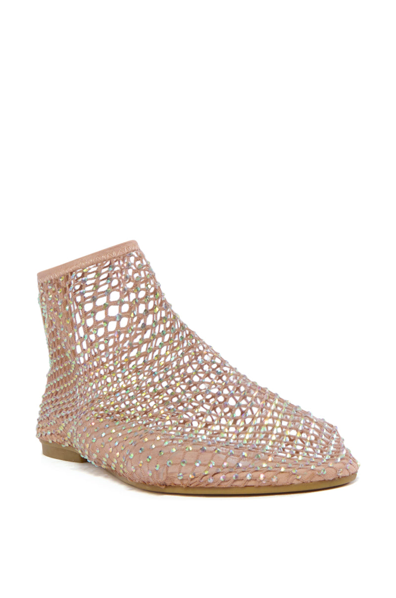 AZALEA WANG HELOISE MESH RHINESTONE FLAT IN NUDE