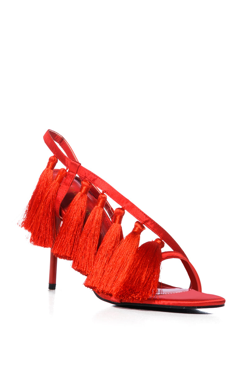 AZALEA WANG CARINA RED FRINGE SANDAL