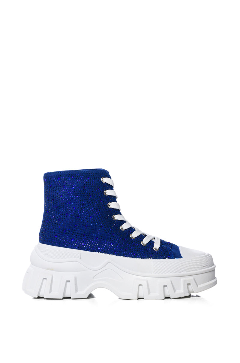 AZALEA WANG LIBBIE EMBELLISHED SNEAKER IN BLUE