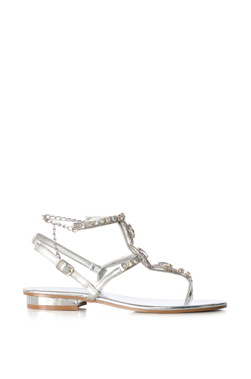 AZALEA WANG SAMSON SILVER EMBELLISHED SANDAL