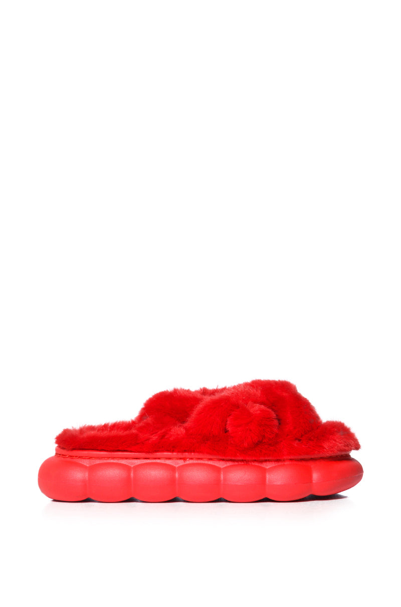 AZALEA WANG LEELAH RED FUZZY SANDAL