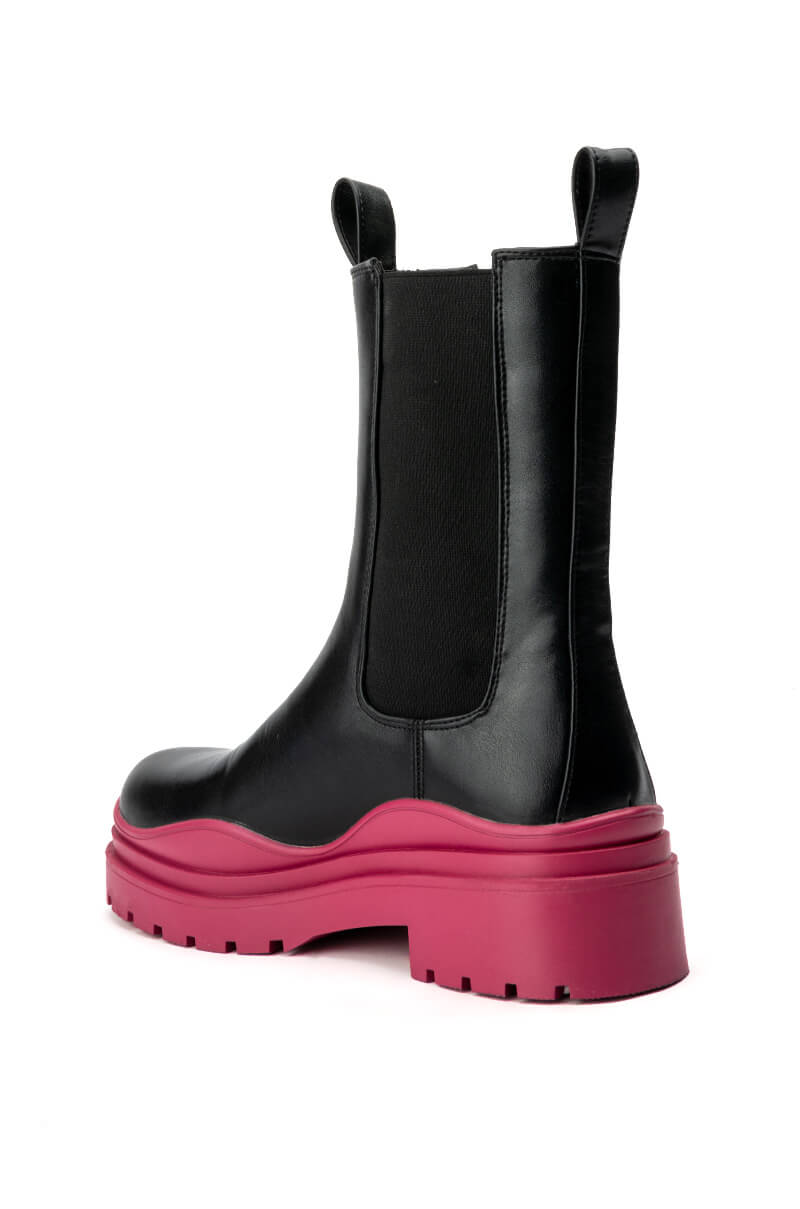 AZALEA WANG GHOSTED FLATFORM CHELSEA BOOT IN FUCHSIA