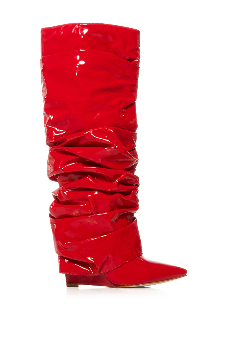 AZALEA WANG SIF SLOUCH WEDGE BOOT IN RED