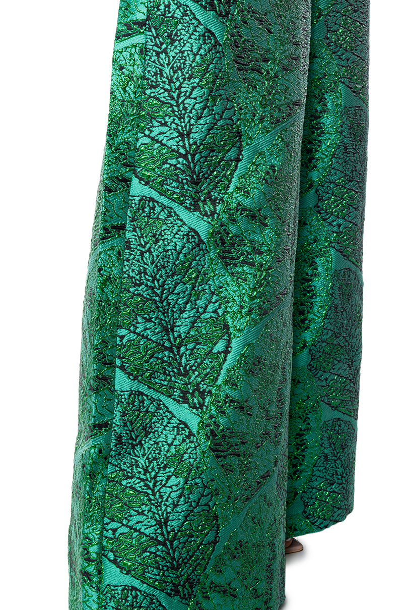 GREEN BROCADE TROUSER PANT