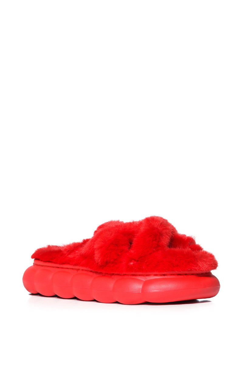 AZALEA WANG LEELAH RED FUZZY SANDAL