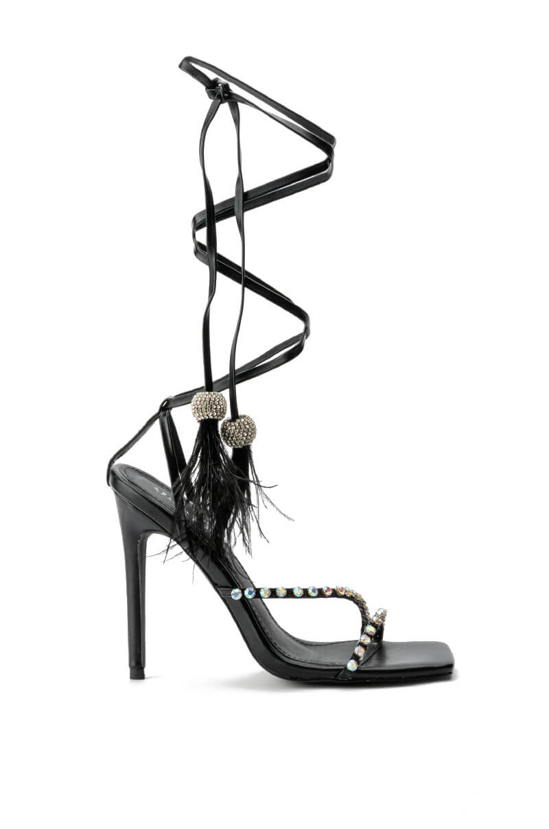 AZALEA WANG MISSY STILETTO METALLIC SANDAL IN BLACK