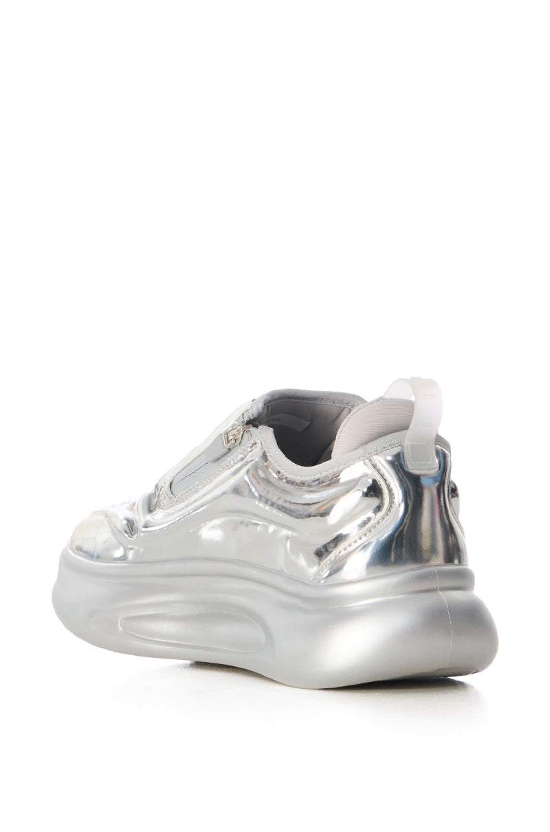 AZALEA WANG FRANCILLE CHROME SILVER FUTURISTIC SNEAKER