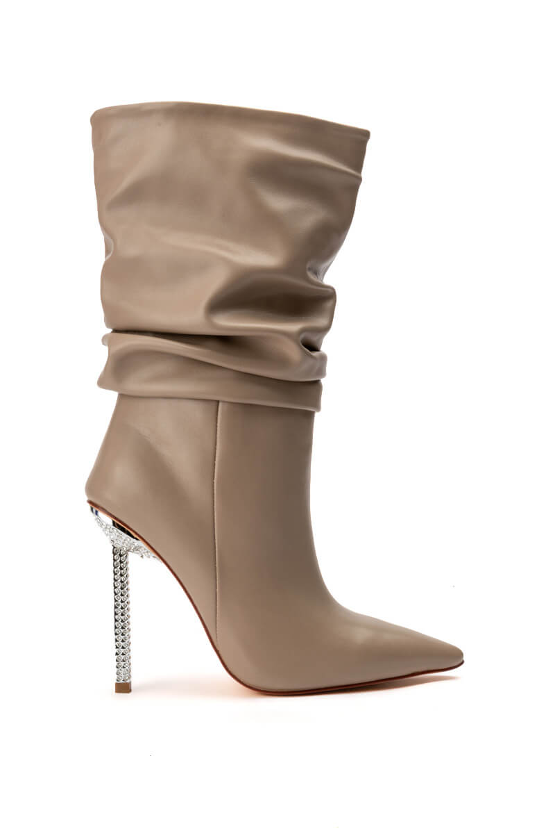 AZALEA WANG JAYLA SLOUCH STILETTO BOOTIE IN TAUPE