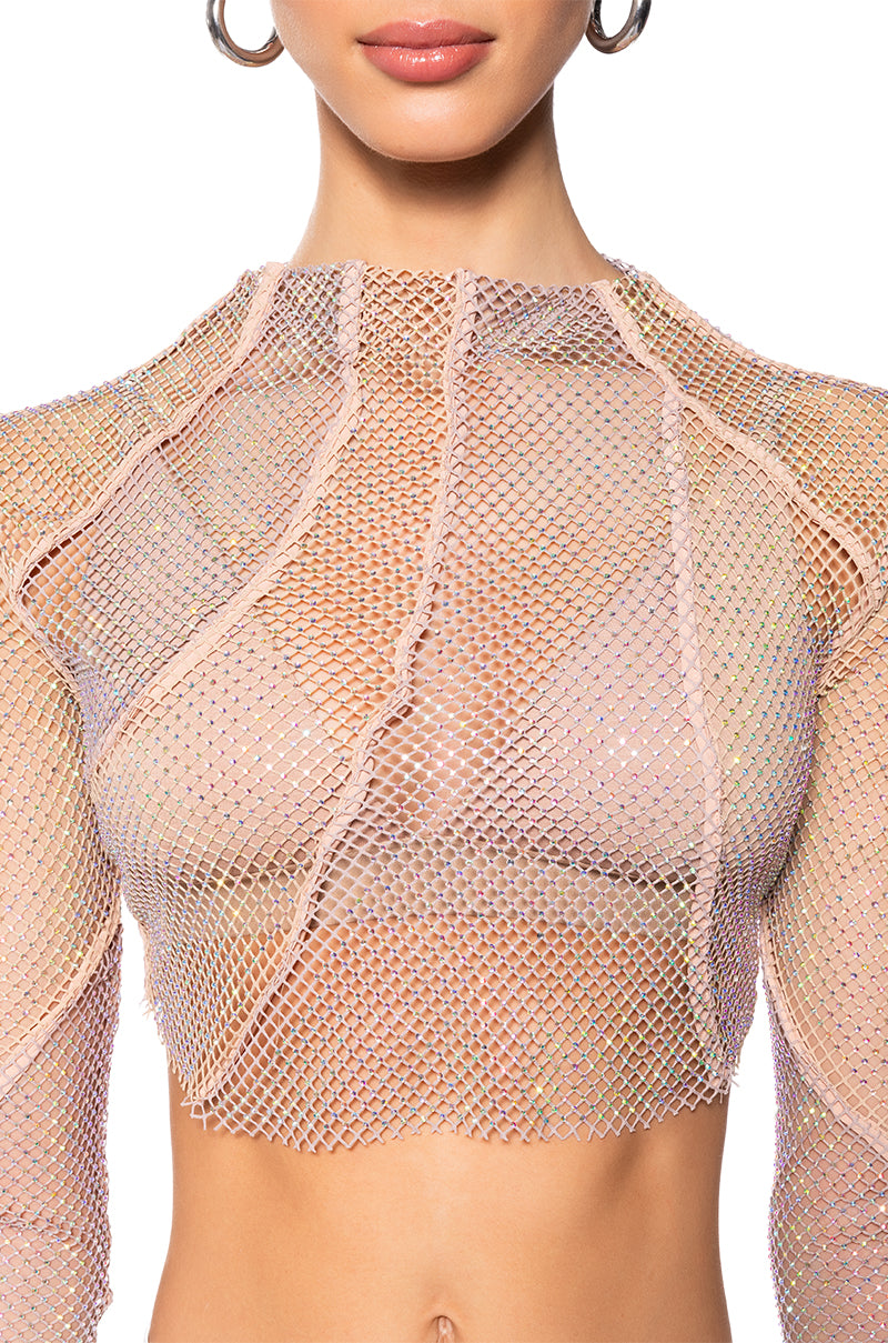 AZARIA RHINESTONE MESH TOP