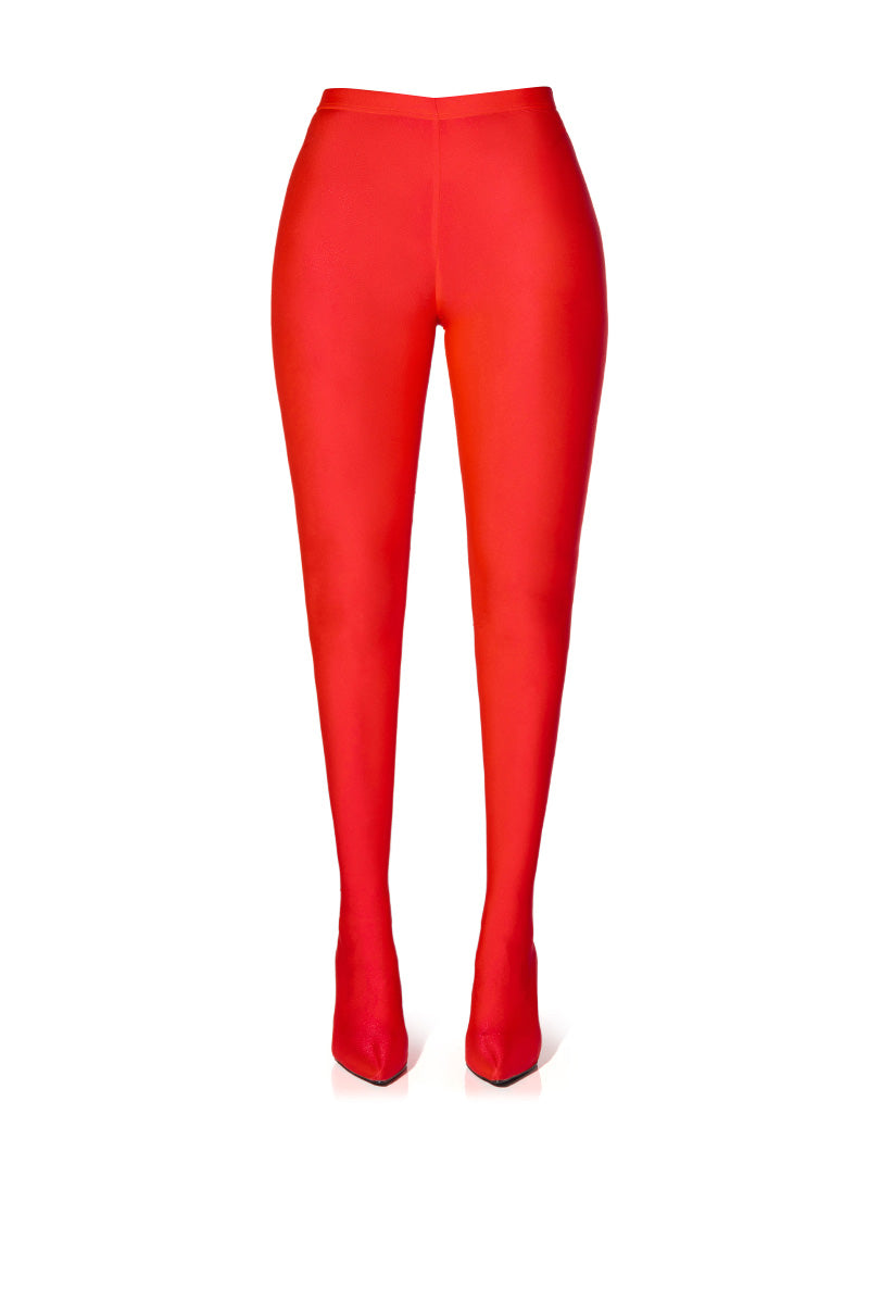 AZALEA WANG STAR STRETCH STILETTO PANT BOOT IN RED