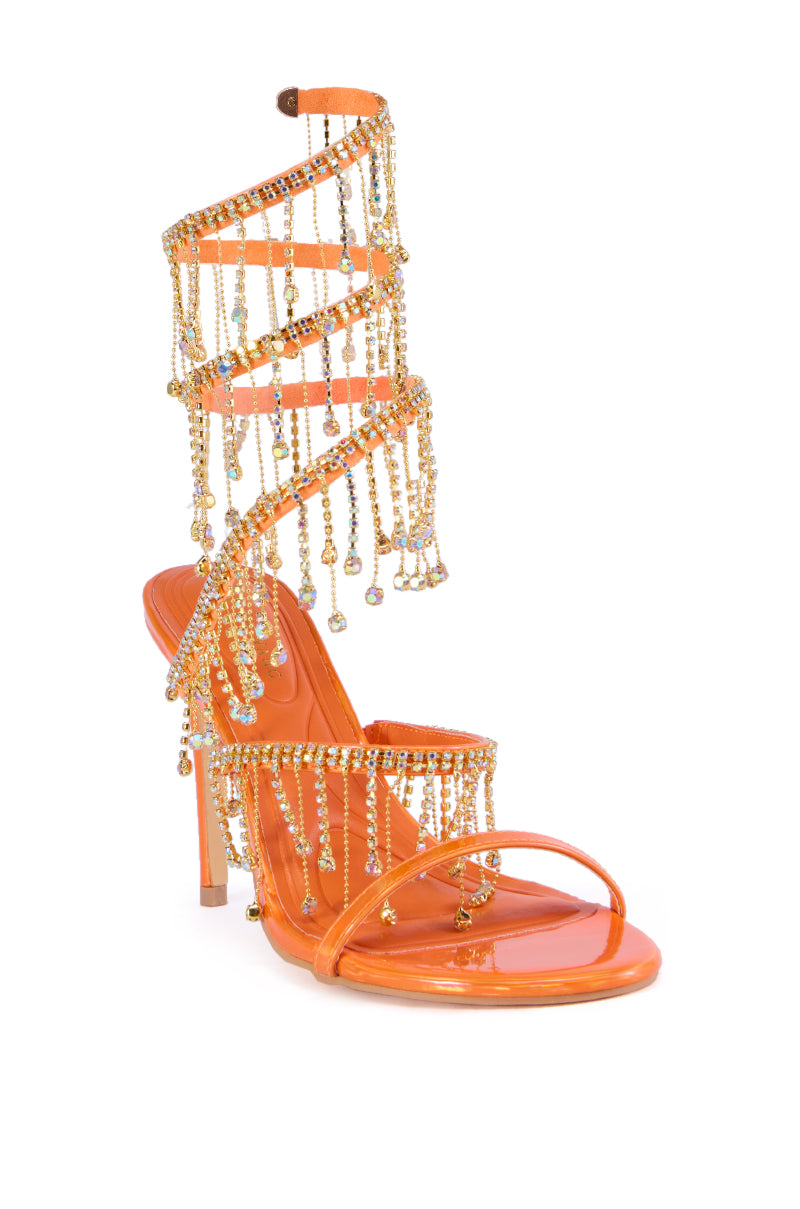 AZALEA WANG ELKE ORANGE COIL DIAMOND DRIP SANDAL