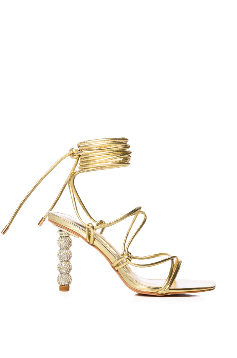 AZALEA WANG MARTA GOLD SPARKLE HEEL SANDAL