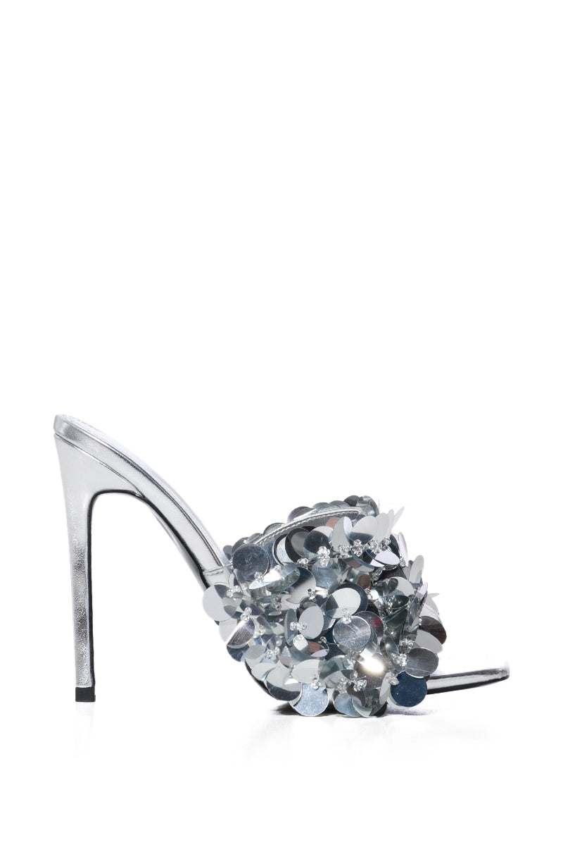 AZALEA WANG SKYLARA SILVER EMBELLISHED SANDAL