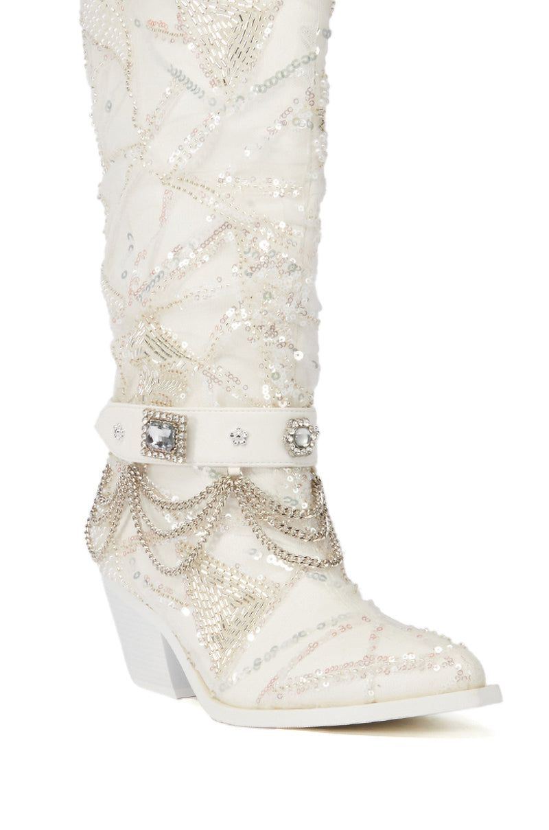 AZALEA WANG SHIRAZA EMBELLISHED WESTERN BOOT