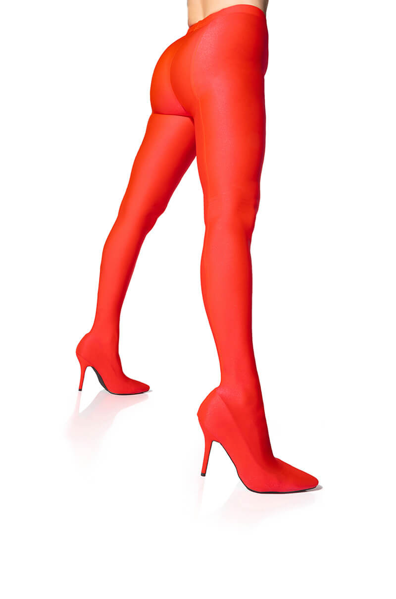 AZALEA WANG STAR STRETCH STILETTO PANT BOOT IN RED