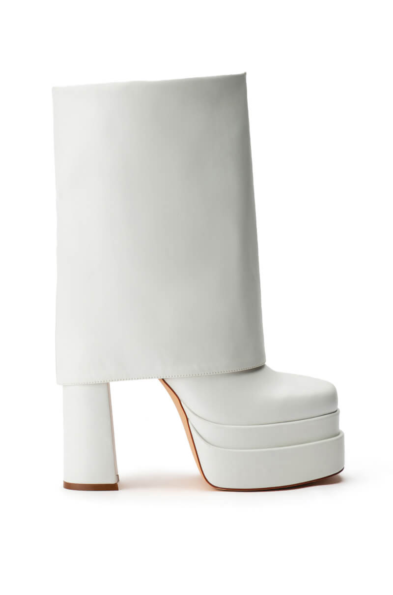 AZALEA WANG BABY FOLD OVER CHUNKY BOOT IN WHITE