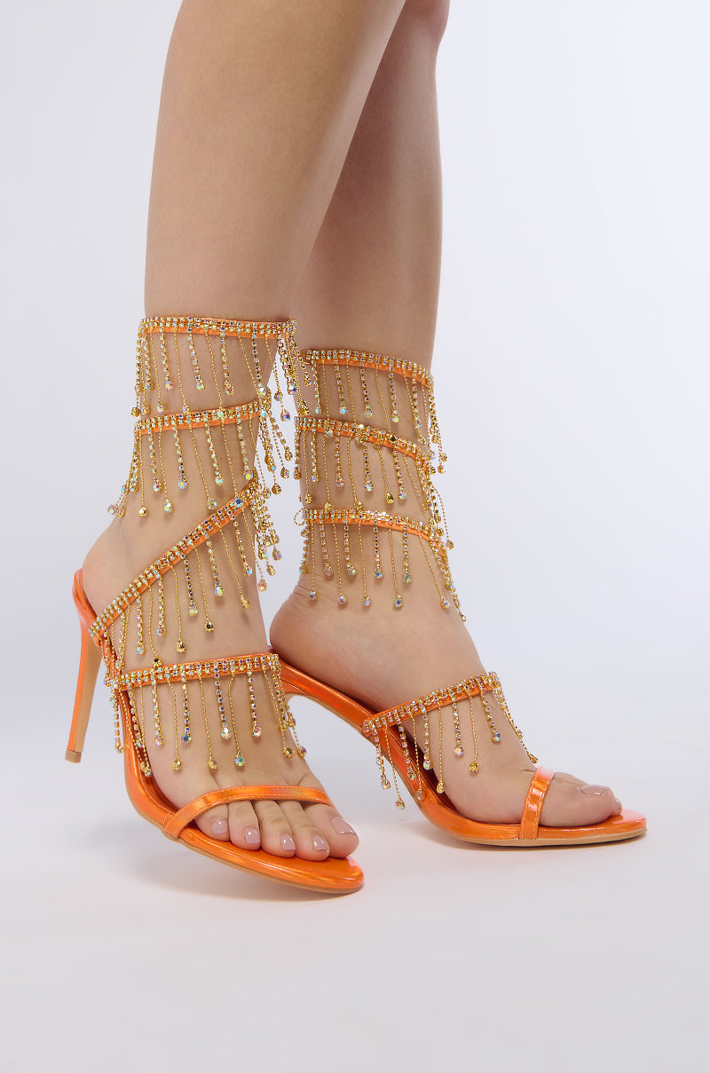 AZALEA WANG ELKE ORANGE COIL DIAMOND DRIP SANDAL