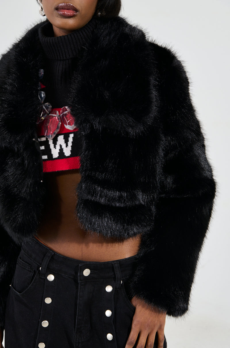 CADENCE FAUX FUR IN BLACK