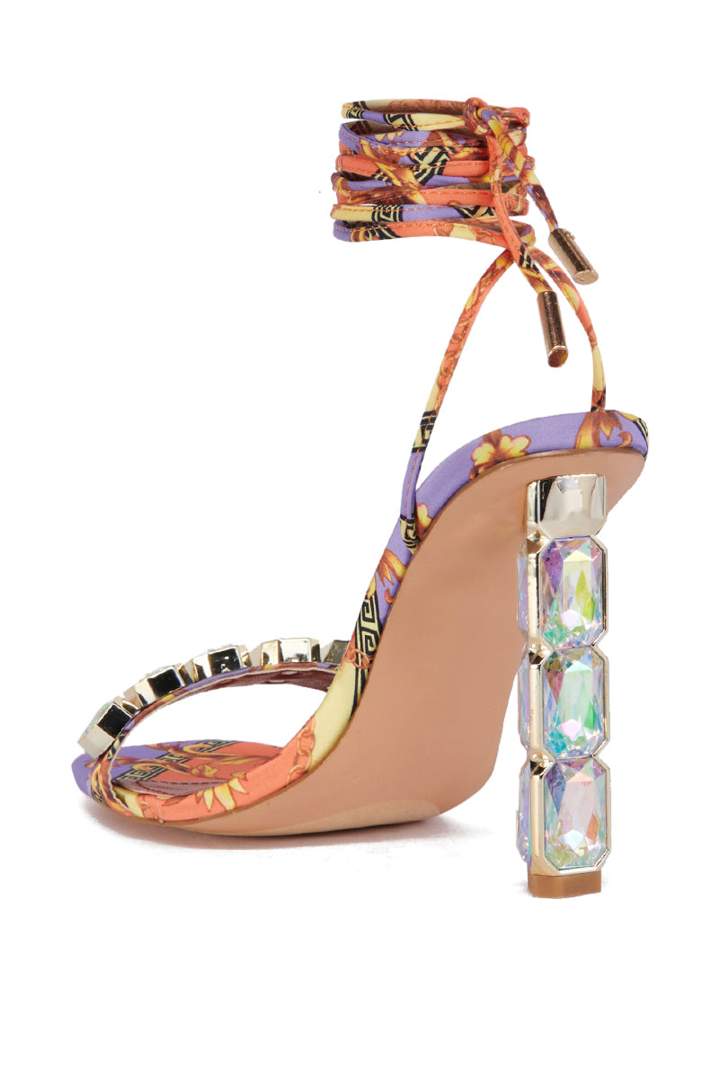 MARGE PURPLE MULTI EMBELLISHED SATIN SANDAL
