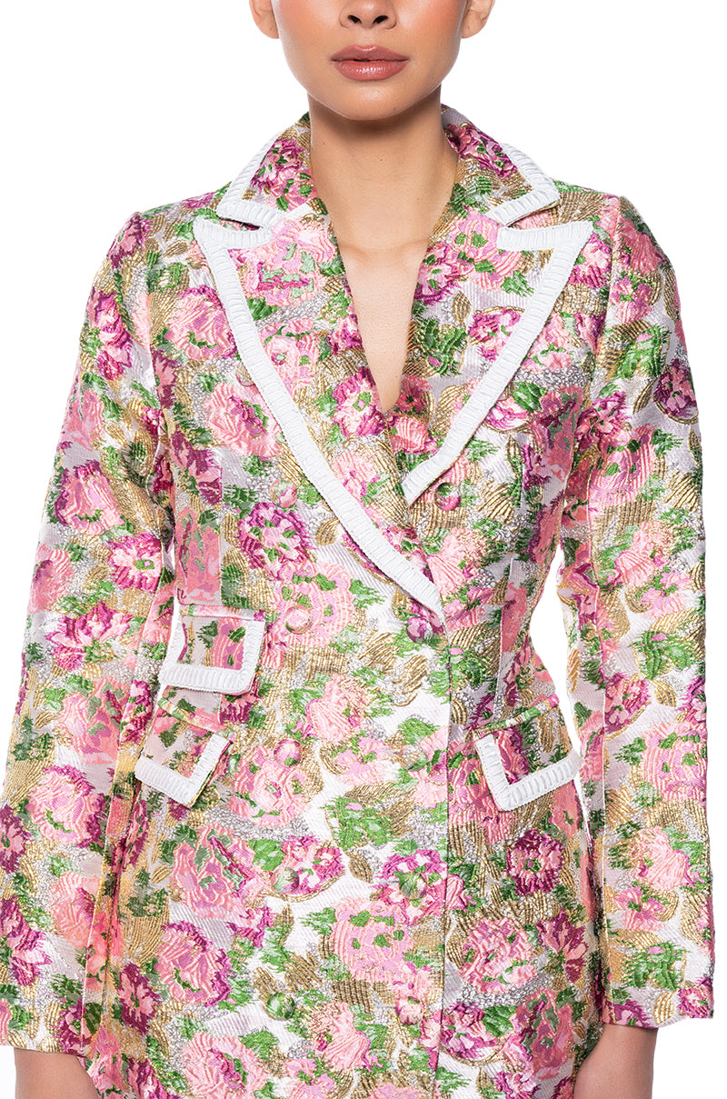 FLORAL DREAMS BROCADE SUIT DRESS