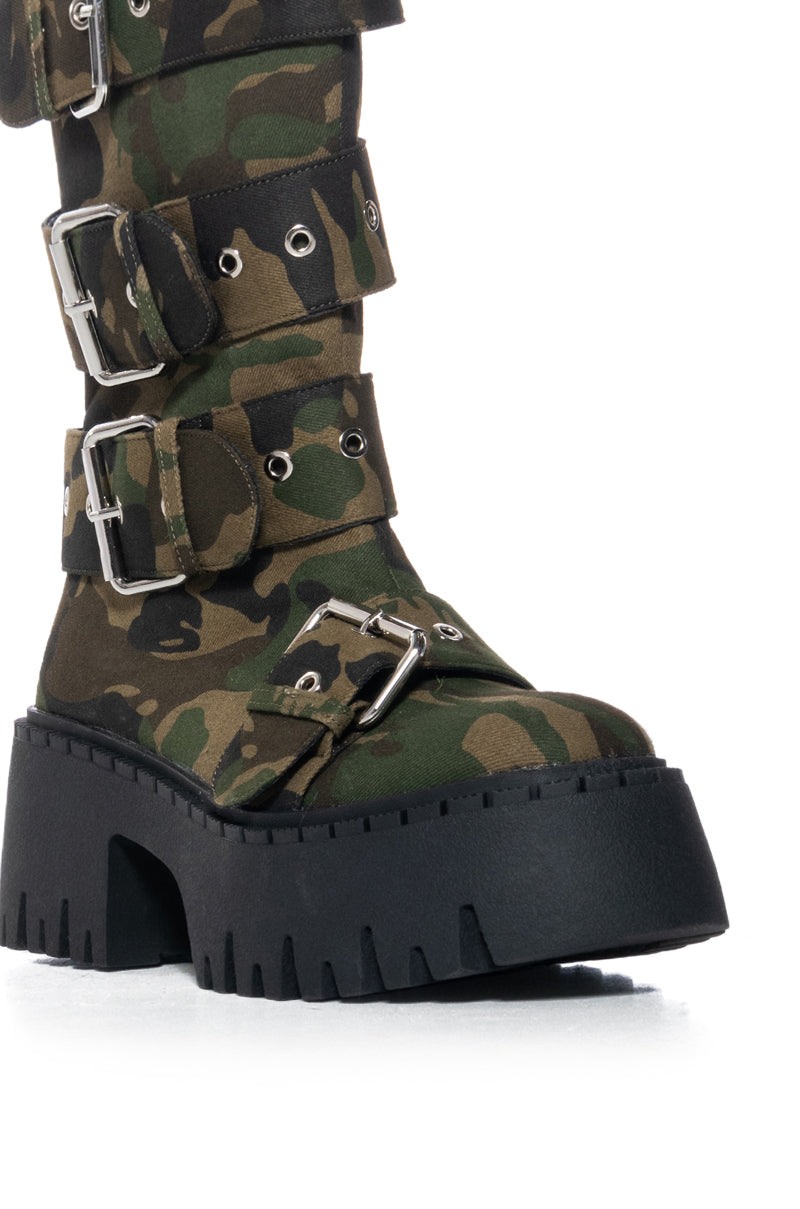 AZALWA WANG DAWKINS CAMO BUCKLE DETAIL BOOTIE