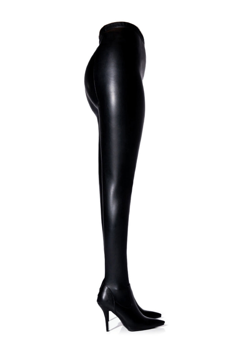AZALEA WANG KAYKAY SEXY STILETTO SLIM BOOT PANT IN BLACK STRETCH