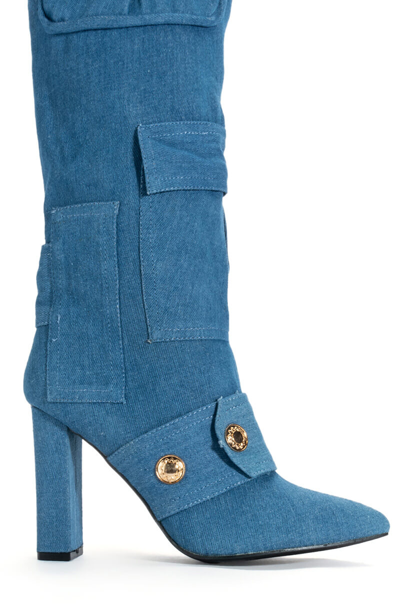 JAMISEN BLUE CHUNKY BOOT IN DENIM