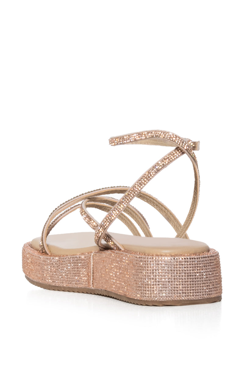 AZALEA WANG DRUSILLA GOLD RHINESTONE SANDAL