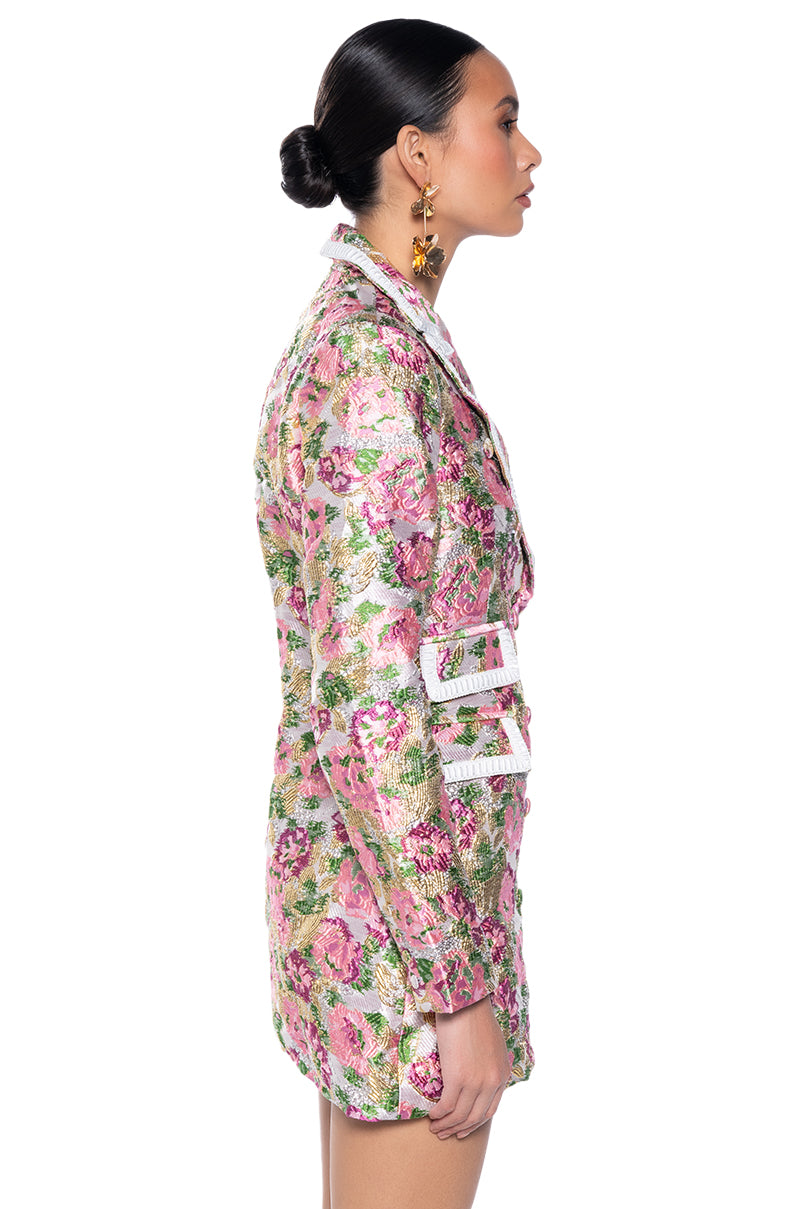 FLORAL DREAMS BROCADE SUIT DRESS