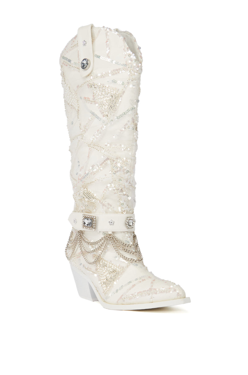 AZALEA WANG SHIRAZA EMBELLISHED WESTERN BOOT