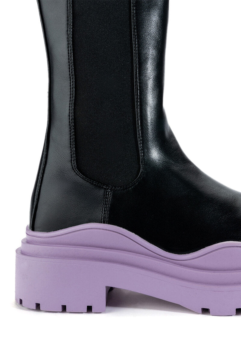 AZALEA WANG GHOSTED FLATFORM CHELSEA BOOT IN PURPLE