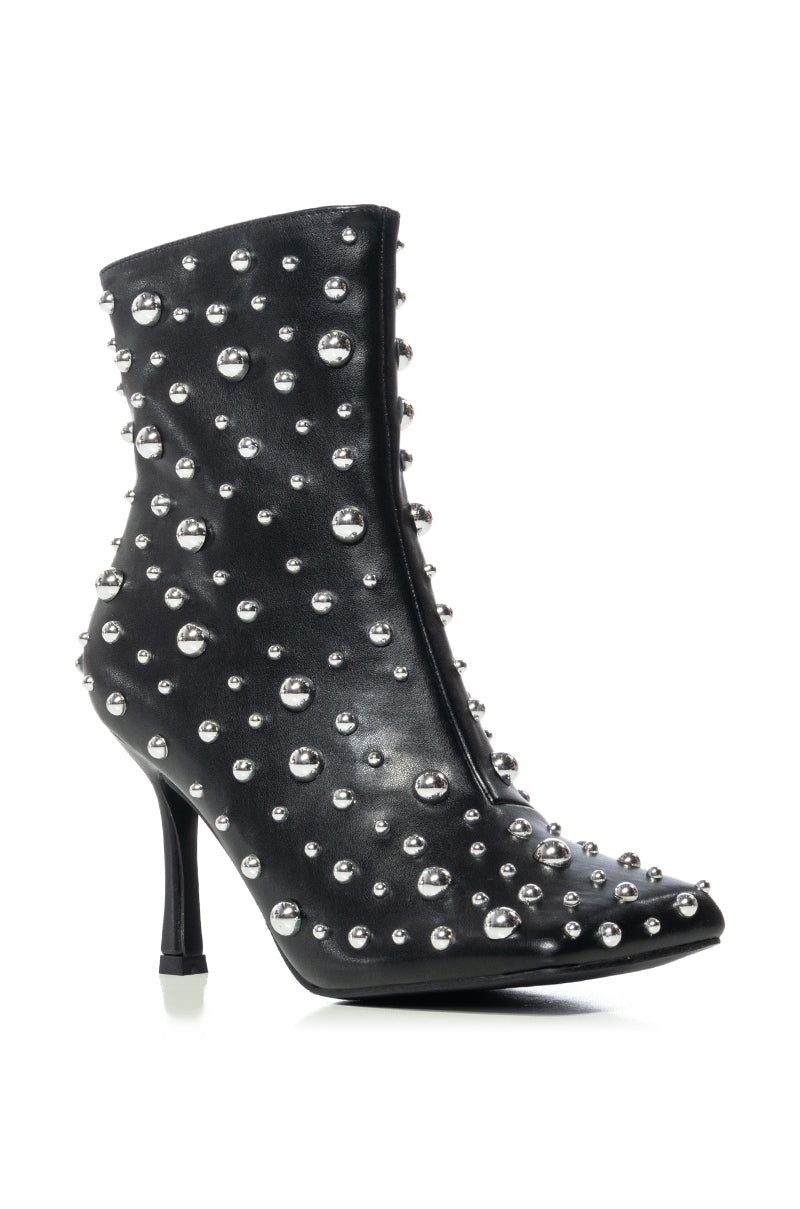 AZALEA WANG MATERA BLACK SILVER BULB EMBELLISHED BOOTIE