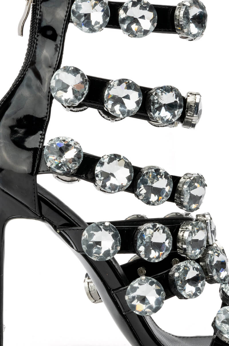 AZALEA WANG ICE STUDDED STILETTO SANDAL IN BLACK