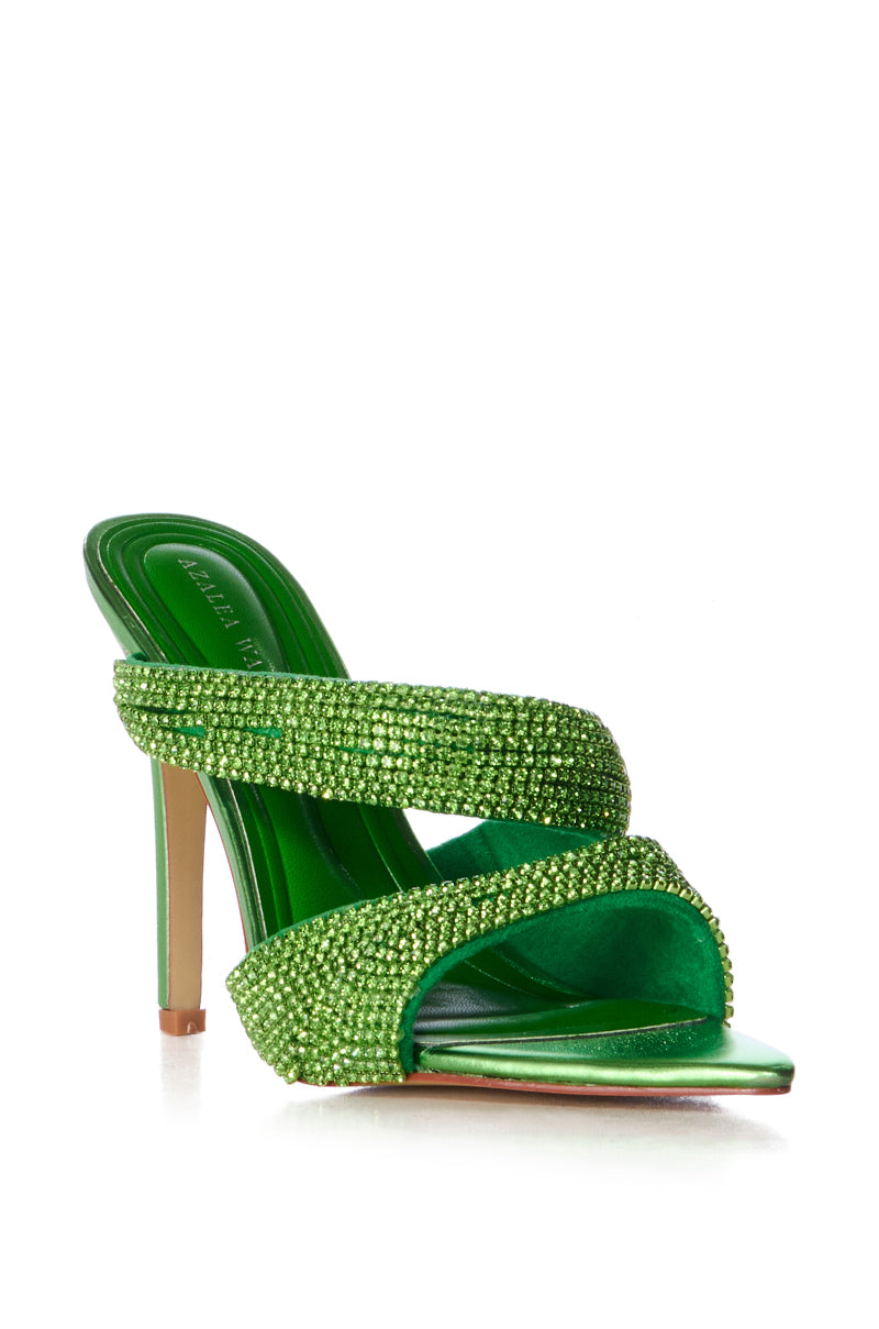 AZALEA WANG SEGIO GREEN EMBELLISHED SANDAL