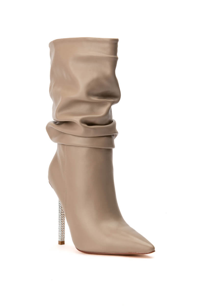 AZALEA WANG JAYLA SLOUCH STILETTO BOOTIE IN TAUPE