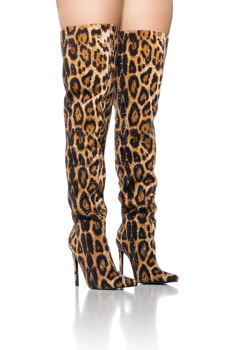 AZALEA WANG ADVENTUROUS LEOPARD RHINESTONE OVER THE KNEE BOOT