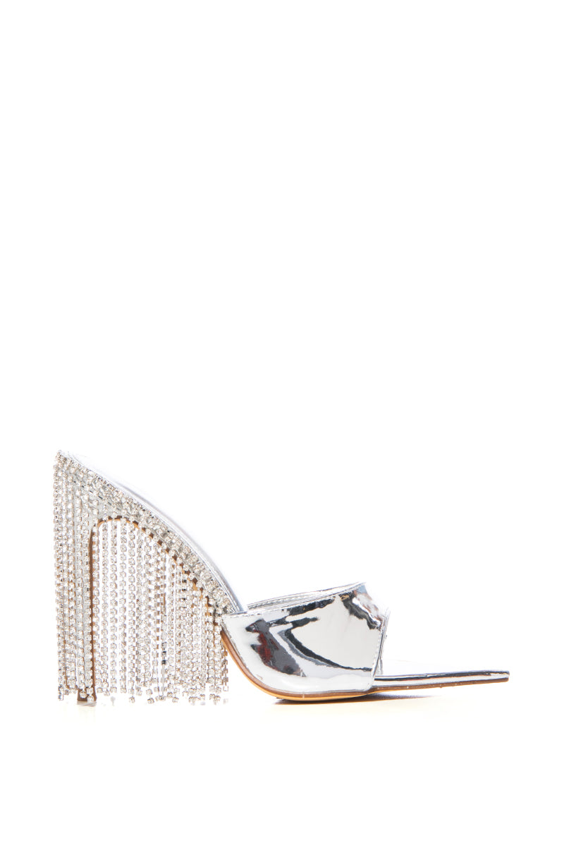 LAURENT SILVER DIAMOND DRIP HEEL SANDAL