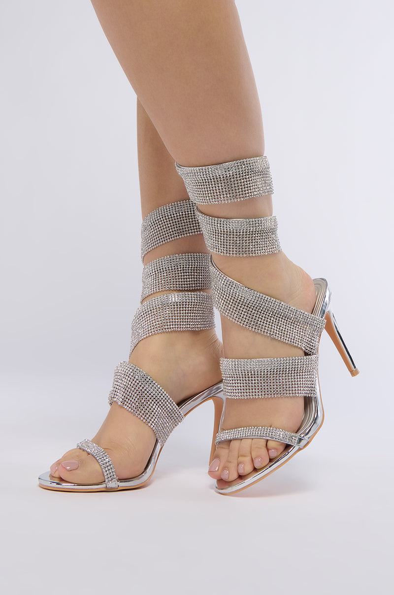 AZALEA WANG OCTAVIO SILVER CHAINMAIL COIL SANDAL