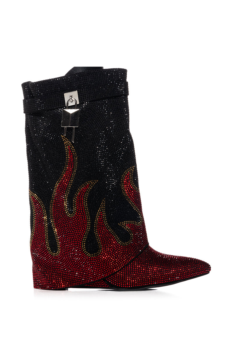 KIELA EMBELLISHED FLAME BOOTIE