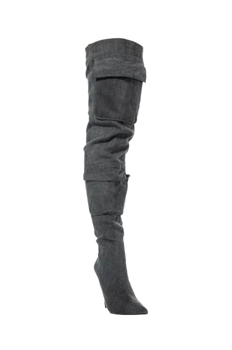 MOTOFOX STILETTO OVER THE KNEE BOOT IN BLACK DENIM