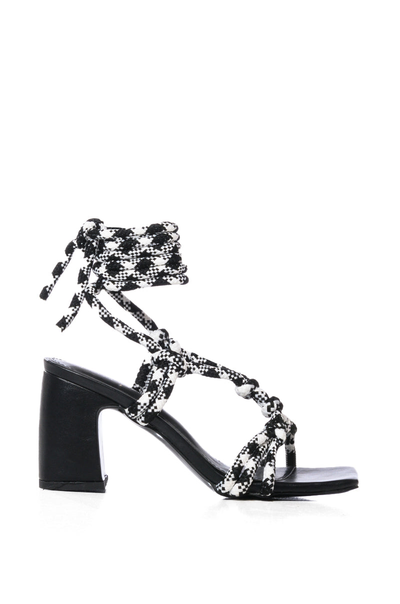 AZALEA WANG KAELIE CHUNKY ROPE SANDAL IN BLACK