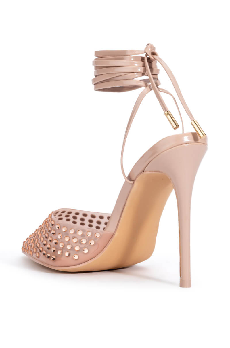 AZALEA WANG JUICY STILETTO PUMP WITH BLING IN NUDE