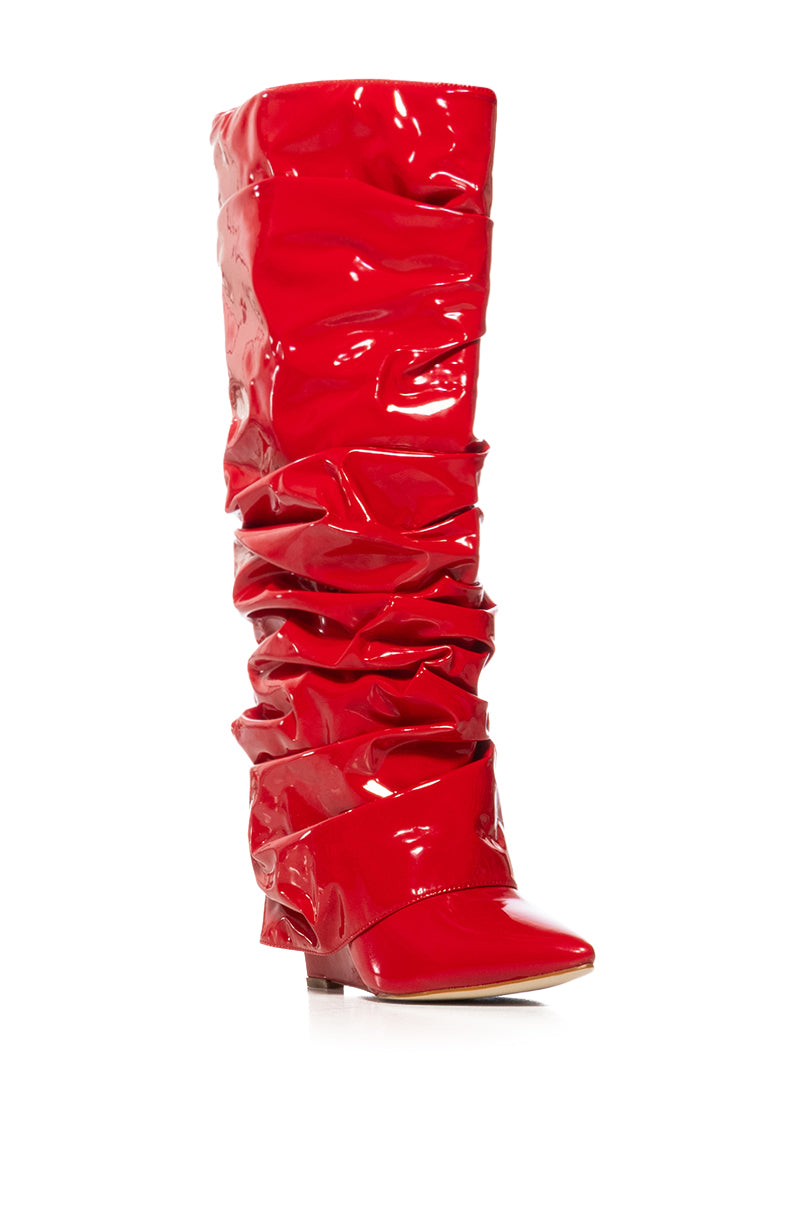 AZALEA WANG SIF SLOUCH WEDGE BOOT IN RED