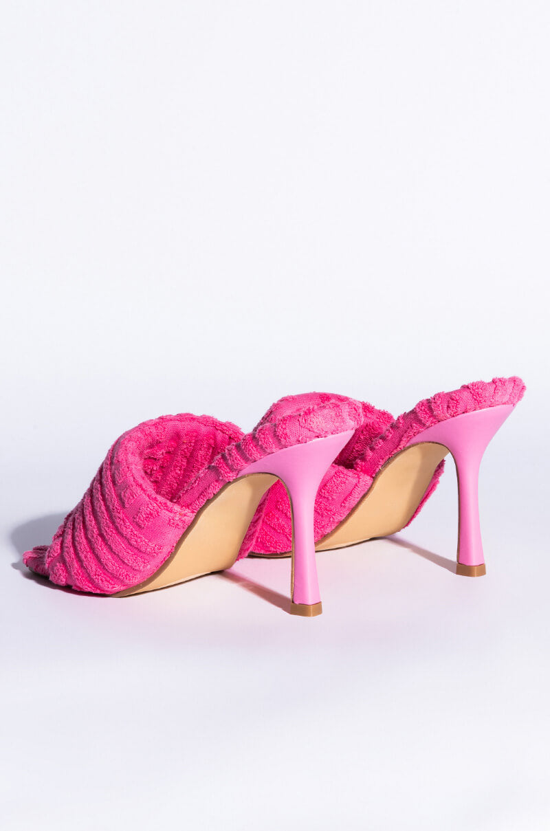 TERRY CLOTH STILETTO MULE IN PINK