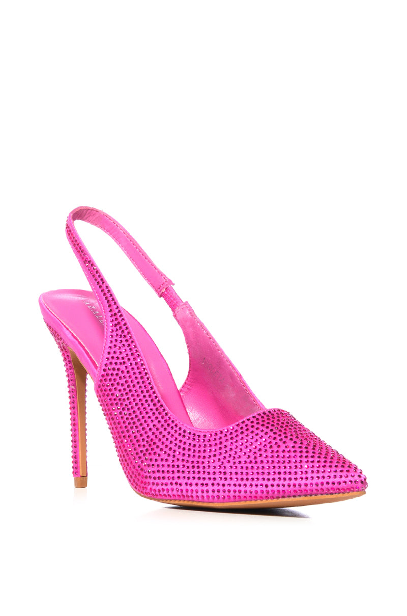 AZALEA WANGRAZIQA PINK RHINESTONE SLING BACK PUMP