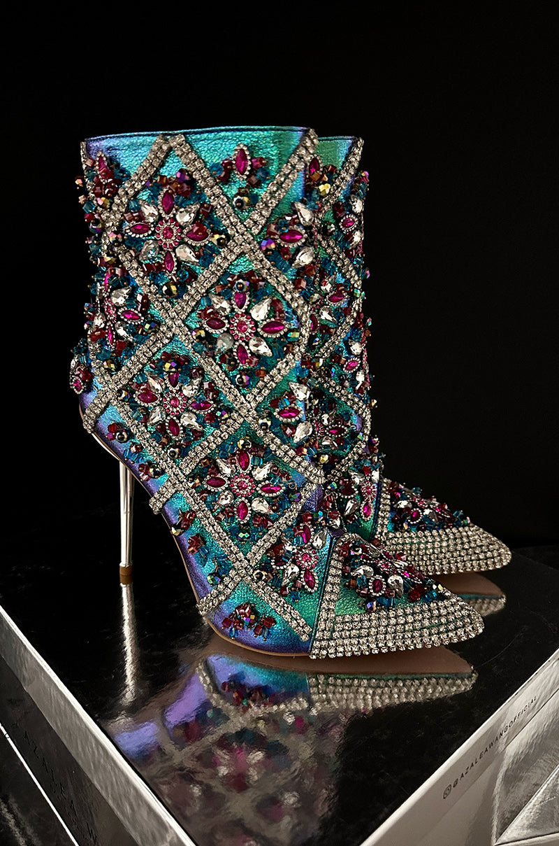 AZALEA WANG EMBELLISHED STILETTO BOOTIE IN MULTI