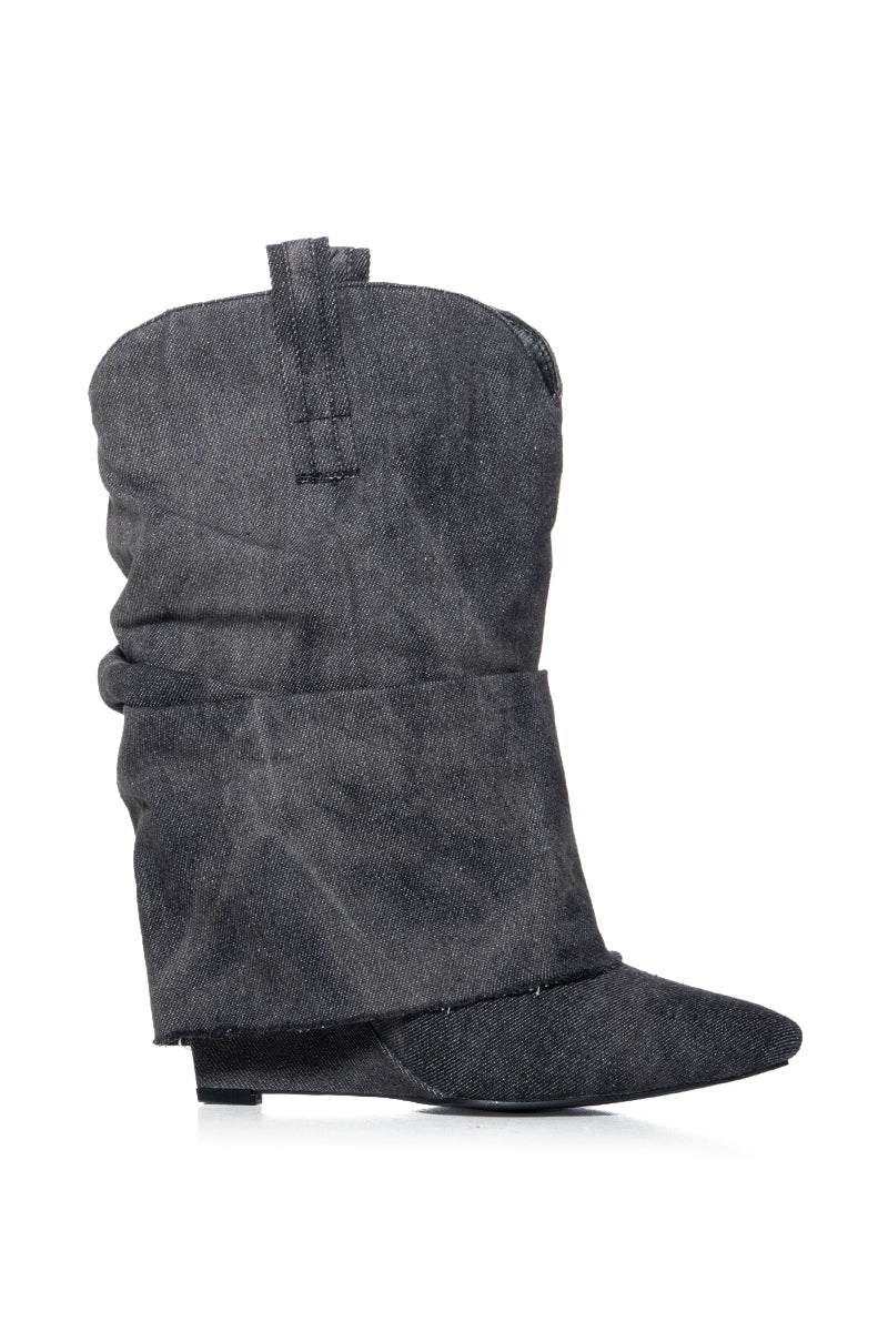 AZALEA WANG MANON DENIM SLOUCH BOOTIE