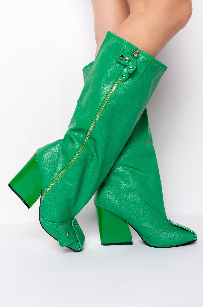 EMBELLISHED CHUNKY BOOT IN GREEN