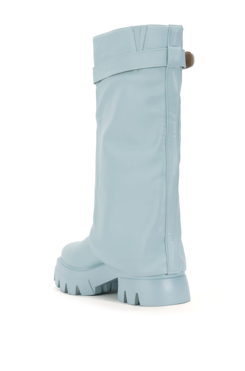 AZALEA WANG JET FOLD OVER FLATFORM BOOT IN BLUE